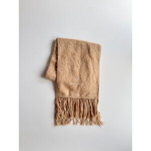 ALPACA CAMARGO Camel Tan Alpaca Knit Long Rectangle Fringe Scarf